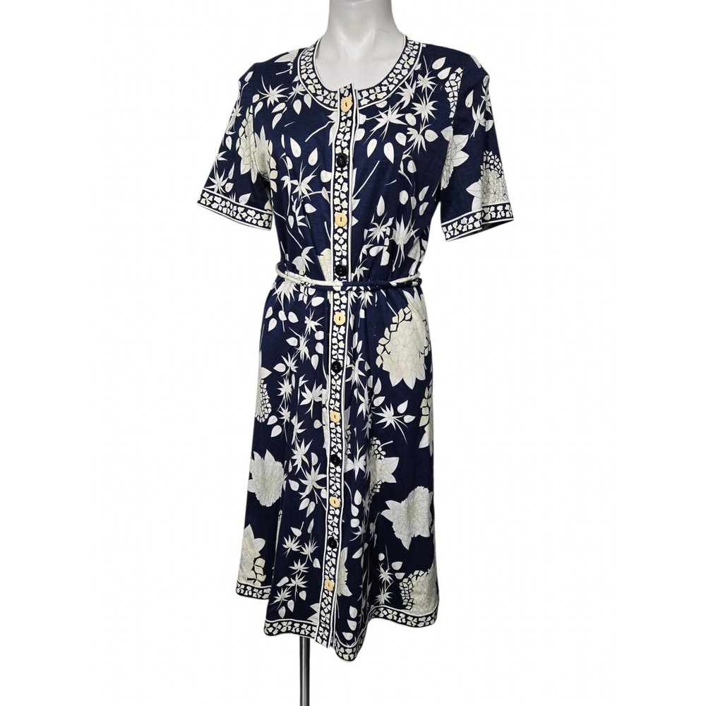 Vintage Averardo Bessi Italy dress Floral 100% Cotton Button A-line Midi 12 L - Picture 2 of 10
